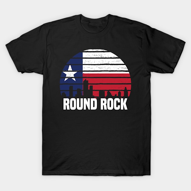 Round Rock Texas TX Group City Trip Silhouette Flag T-Shirt by jkshirts